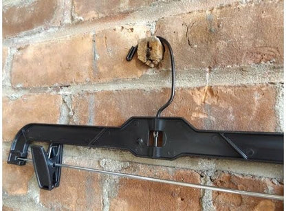 NAHANCO 14” Heavy Weight Plastic Skirt/Pant Hangers with Black Hook and Black Plastic Clips, Pack of 25