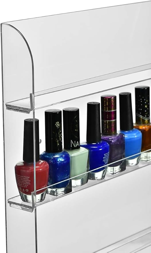 AMT Acrylic Nail Polish Racks for the Wall, Clear Nail Polish Display, Essential Oils Organizer. Holds up to 96 Bottles. Plus a Microfiber Cloth for Cleaning Purposes