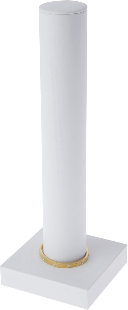 Plymor White Faux Leather Vertical Bracelet Display Stand, 4.625" W x 13" H (Pack of 3)