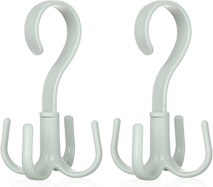 2PCS Rotating Handbag Hanger, Scarf Tie Rack Hooks Hoodie Hanger 360 Degree Rotating Closet Organizers with 4 Claws Multifunctional Closet Handbag Hook Scarf Hanging (Green)