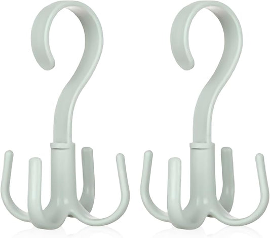 2PCS Rotating Handbag Hanger, Scarf Tie Rack Hooks Hoodie Hanger 360 Degree Rotating Closet Organizers with 4 Claws Multifunctional Closet Handbag Hook Scarf Hanging (Green)