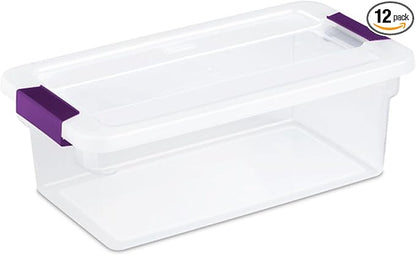 Sterilite 12-Pack ClearView Latch Box, Clear Stackable Organizer Bins with Lids, 6 Qt – Small Plastic Tote Containers for Closet, Office, Bedroom, Shelving Units and Home Storage Organization