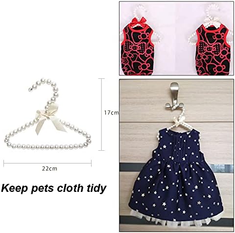 Zodensot 5 Pack Mini Pearl Baby Pets Small Clothes Hangers, Lovely Faux Pearl Beaded Elegant Garment Clothes Hangers with Ribbon Bowknot for Pet Dog Cat Baby Kids Children (Pink)