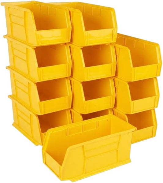 Hudson Exchange 11" x 5-1/2" x 5" (12 Pack) Plastic Stackable Storage Bin and Hanging Container, Yellow