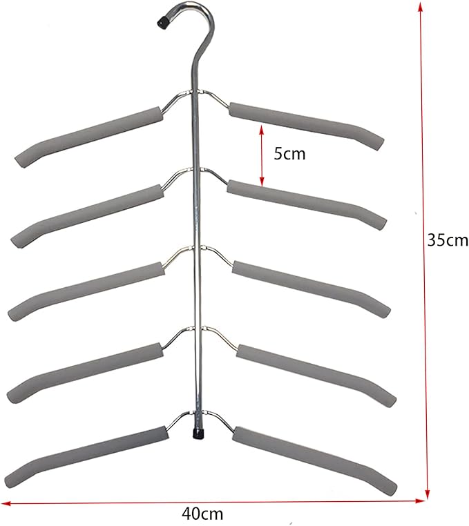 3 Pack 5 in 1 Blouse Tree Hangers Space Saving Clothes Hangers Swing Arm Non Slip Padded Coat Hanger Multi-Layer Clothes Hanger Heavy Duty Stainless Steel Sweater Shirt Hanger（Gray）