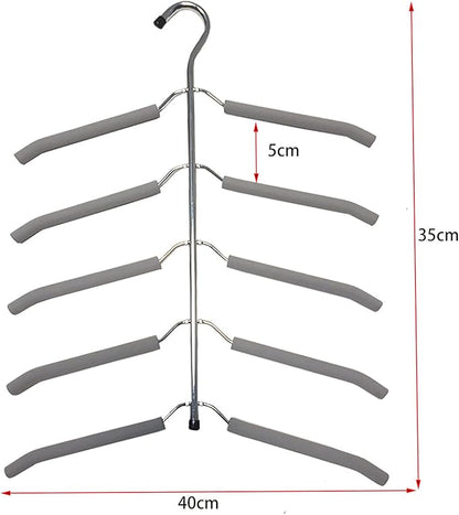 3 Pack 5 in 1 Blouse Tree Hangers Space Saving Clothes Hangers Swing Arm Non Slip Padded Coat Hanger Multi-Layer Clothes Hanger Heavy Duty Stainless Steel Sweater Shirt Hanger（Gray）
