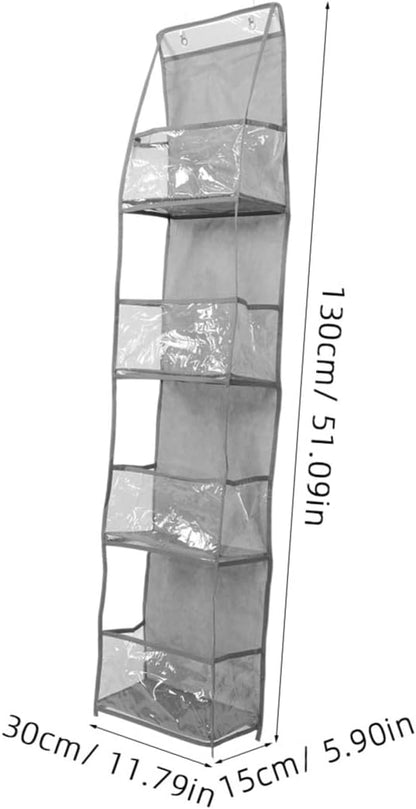 Cabilock 2Pcs Over The Door Hanging Storage Organizer Bag Convenient Wall Mounted Hanger for Handbags Shoes and Umbrellas Stylish White Gray Maximizes Space Utilization
