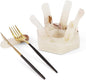 Marble White Onyx Utensil Rest Piece 3" H, Ideal for Organizing Spoons and Forks, 4" Cutlery Rest Holder, Modern Kitchen Accessory, Perfect for Everyday Use.