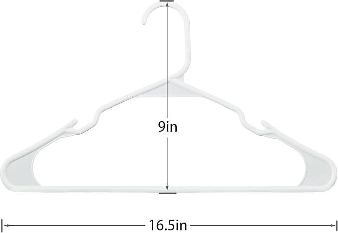 VECELO 50 Pack Plastic Hangers-Clothes Hangers Set with Shoulder Non Slip Notches for Closet Space Saving-Heavy Duty Coat Hanger,White