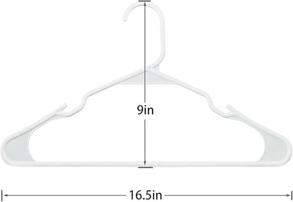 VECELO 50 Pack Plastic Hangers-Clothes Hangers Set with Shoulder Non Slip Notches for Closet Space Saving-Heavy Duty Coat Hanger,White