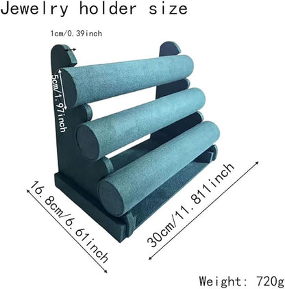 Flannelette Bracelet Display Stand,Jewelry Bracelet Necklace Rack Display Holder (green)