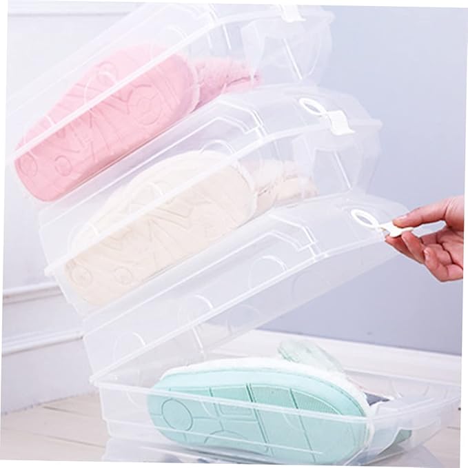 IMIKEYA 2PCS Thickened Plastic Shoe Storage Box Lid Large Dustproof Organizer for Men and Women Stackable Shoe Box for Closet and Entryway Style