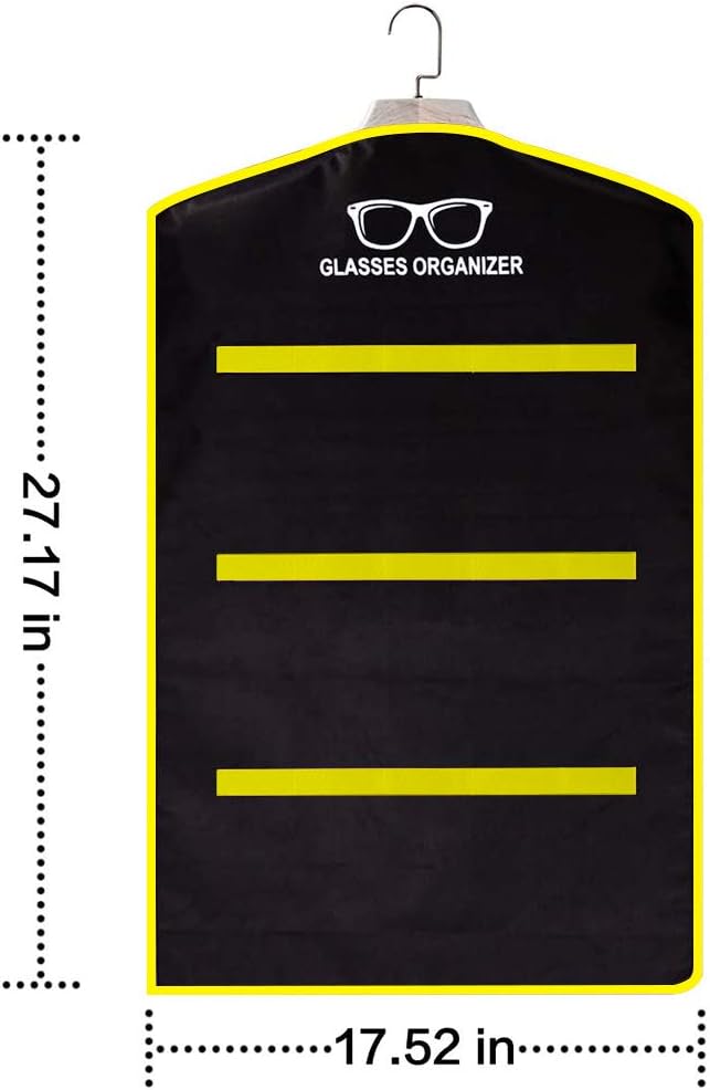 TRIUMPH VISION Sunglasses Organizer Wall Mount Storage Black Yellow, Hanging Glasses Display Eyeglasses Stand Eyewear Rack