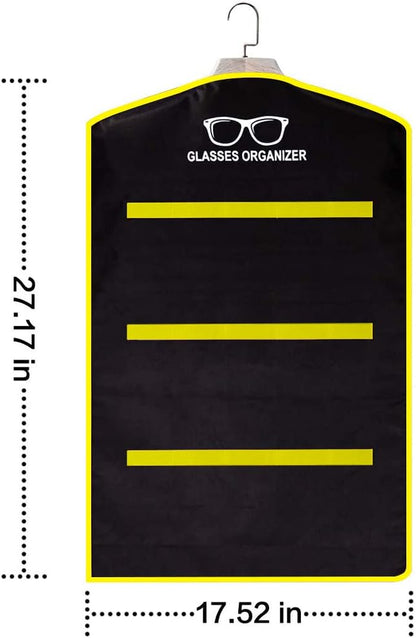 TRIUMPH VISION Sunglasses Organizer Wall Mount Storage Black Yellow, Hanging Glasses Display Eyeglasses Stand Eyewear Rack