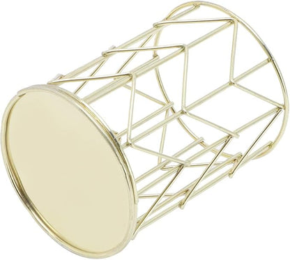 Tissting Gold Cutlery Basket Organizer 3.3×4.3in/8.4×10.9cm, Hollow Metal Utensil Holder for Spoon Fork Chopsticks, Kitchen Tableware Storage Caddy, Countertop Accessory