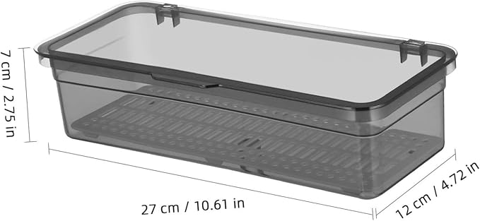 DOITOOL Spoon Organizer 2 Pcs Flatware Tray with Lid and Drainer- Black and Pink Transparent Plastic Silverware Holder- proof Silverware Tray for Drawer for Home Kitchen Accessories