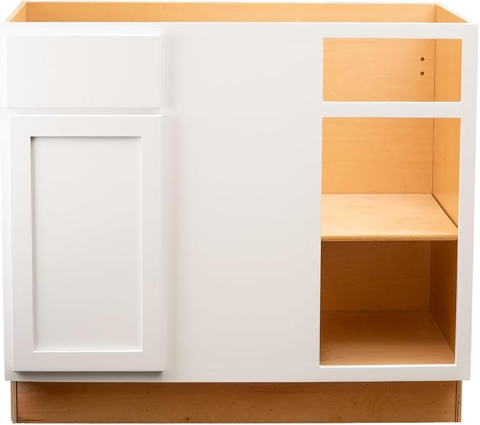 Quicklock RTA (Ready-to-Assemble) | Base Kitchen Cabinets - Shaker Style | Made in America (Pure White, 42" Wx34.5 Hx24 D Blind Corner)