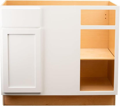 Quicklock RTA (Ready-to-Assemble) | Base Kitchen Cabinets - Shaker Style | Made in America (Pure White, 39" Wx34.5 Hx24 D Blind Corner)