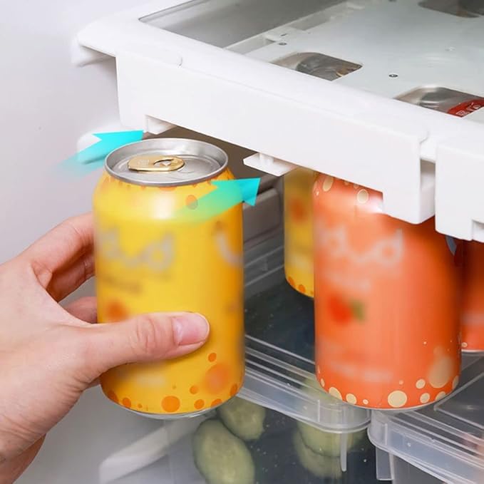 Soda Can Organizer, Refrigerator Stackable Can Holder Drink Dispenser Can Organizer Stacking Can Dispenser Fridge Soda Can Organizer Rack for Pantry, Freezer, Kitchen, Beverage Holder (White)