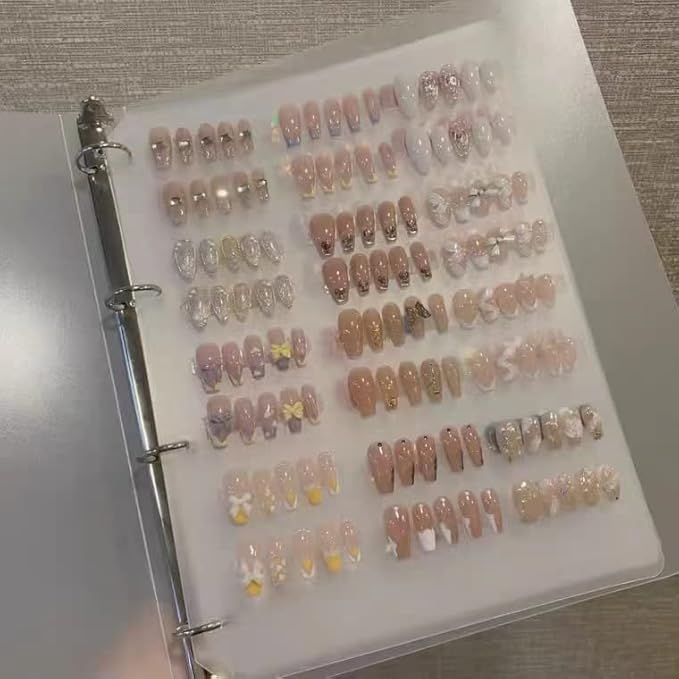 Press On Nail Organizer,Press On Nail Packaging,Removable Loose-Leaf Storage Book for Fake Nail,Nail Display (A4(12.6*10*1.37 inch)