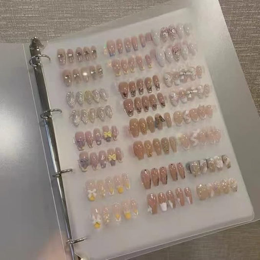 Press On Nail Organizer,Press On Nail Packaging,Removable Loose-Leaf Storage Book for Fake Nail,Nail Display (A4(12.6*10*1.37 inch)