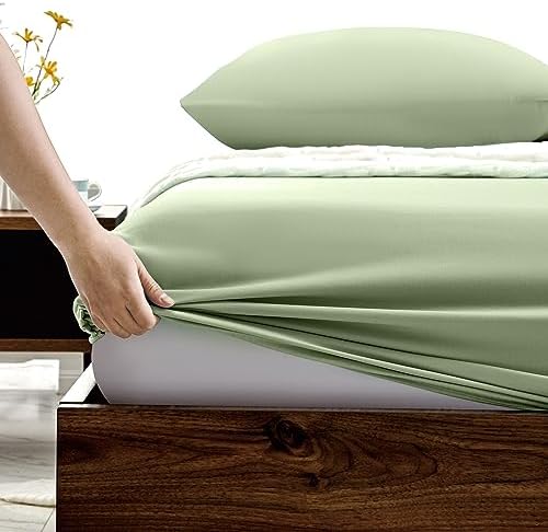 FreshCulture Queen Fitted Sheets, Bulk Pack of 6, Deep Pocket, Soft Microfiber Bottom Sheets for Home, Salons, Hotels, Queen Size Fitted Sheets Only (Sage Green) - Image 3