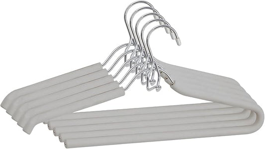 Spring Fever Foam Padded Clothes Hangers with Hooks - Sponge Non Slip Chrome Plating Heavy Duty Space Saving Open Ended for Women Men Pants Coat Green-Grey 5 Pack