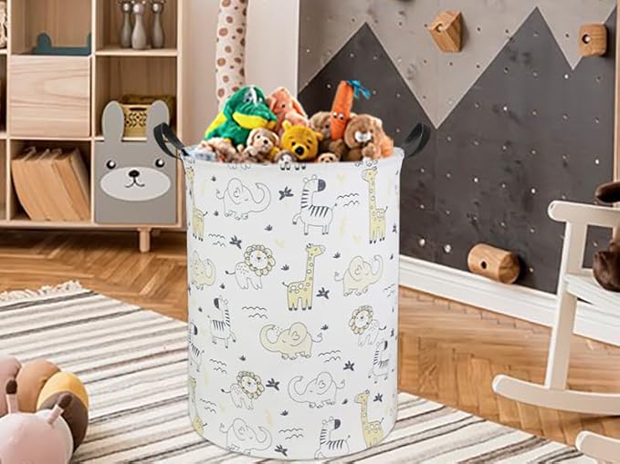 Baby Laundry Hamper Basket Baby Hamper for Nursery Boy and Girl Cute Kids Toys Storage Bin Organizer Animal Room Decor(Animals)