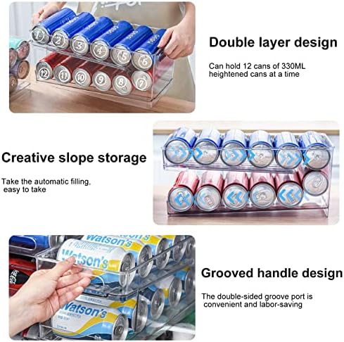 Wheels Can Holder - Car Scroll Can Holder Fridge Organiser System | Double Layer Fridge Cans Organiser | Can Dispenser for Drinks Beer Bubble Soda Storage Space 10 Cans