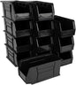 Hudson Exchange 11" x 5-1/2" x 5" (12 Pack) Plastic Stackable Storage Bin and Hanging Container, Black