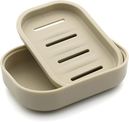Plastic Soap Dish, Container, Keeps Soap Dry,Easy Cleaning,Drain, Khaki