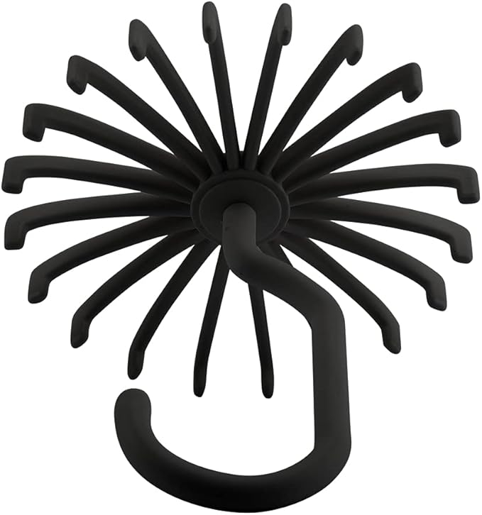 Tie Rack, 360° Rotatable Tie Hanger with 20 Hook Belt Hanger Adjustable Tie Organizer for Men Women Closet(Black)