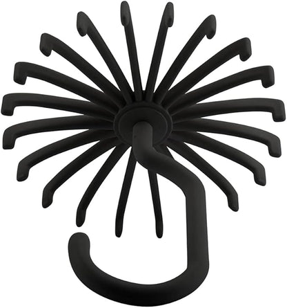 Tie Rack, 360° Rotatable Tie Hanger with 20 Hook Belt Hanger Adjustable Tie Organizer for Men Women Closet(Black)