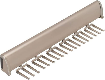 TAG Hardware Designer 15 Hook Full Extension Telescopic Tie Rack Closet Organizer (MATT Nickel)