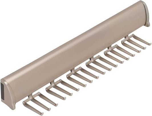 TAG Hardware Designer 15 Hook Full Extension Telescopic Tie Rack Closet Organizer (MATT Nickel)