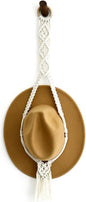 HEVSTIL Boho Hat Hanger，Hat Organizer Hat Wall Hanging Bohemian Womens Hat Rack Cowgirl Hat Display for Wide Brim Hats Bowler Fedora Hats Baseball Caps，White