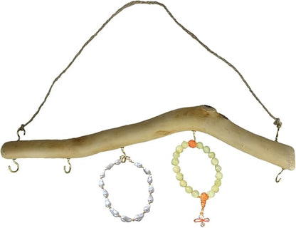 15 inch Natural Driftwood Decorative Branches Wall Hanging Jewelry Organizers with 5 Hooks Handcrafted for Crafts 2 Pieces