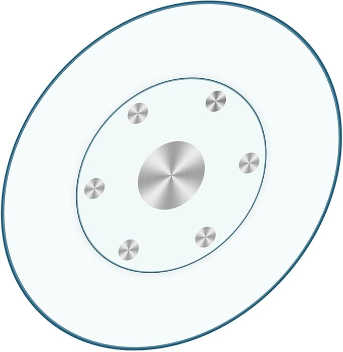 48-Inch Lazy Susan Turntable for Dining Table, 1/3" Thickness Tempered Glass, 360° Rotation, Anti-Tip Design with 6 Rotating Wheels, Perfect for Parties, Weddings, and Family Dinners (48 inch)