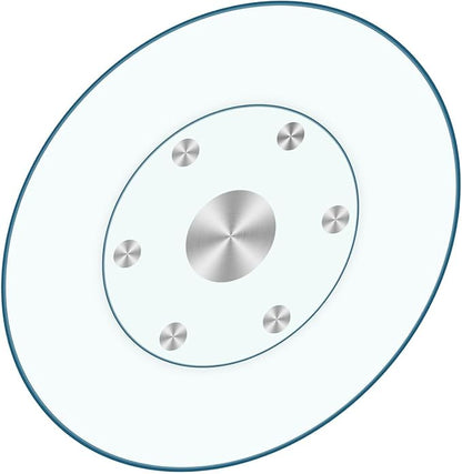 48-Inch Lazy Susan Turntable for Dining Table, 1/3" Thickness Tempered Glass, 360° Rotation, Anti-Tip Design with 6 Rotating Wheels, Perfect for Parties, Weddings, and Family Dinners (48 inch)