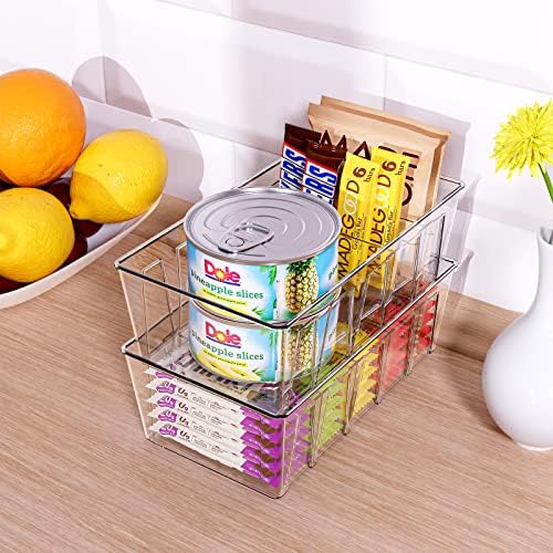 Puricon Drink Organizer for Fridge Pusher Glide Bundle with 2 Pack Pantry Organization and Storage Bins for Kitchen
