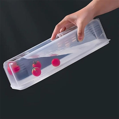 Noodle Storage Box, Plastic Pasta Storage Container Kitchen Spaghetti Food Storage Box with Lid Fridge Airtight Organizer for Noodles, Eggs, Fruits Snacks (Transparent,11.4x2.55x3.14in)