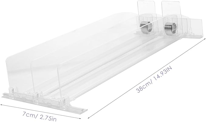 Alipis Soda Can Dispenser for Refrigerator, 2 Row Drink Bottle Fridge Organizer Automatic Pusher Glide Beverage Storage Rack for Kitchen, Pantry (Clear, 14.9Inch)