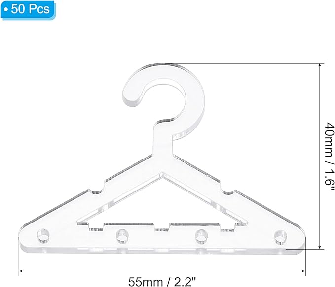 PATIKIL 50pcs Clothes Hanger Earring Holder, Mini Acrylic Coat Hangers Earring Hangers Hanger Rack for Earring Holder Organizer Stand Studs, Transparent