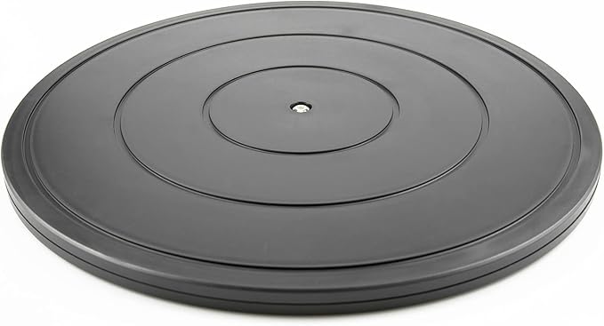 16Inch Lazy Susan Turntable - Heavy Duty Rotating Swivel Steel Ball Bearings - Flat Base Stand for TV/Computer/Monitor/Arts/Crafts/Bonsai/Christmas Tree/Cabinet Organizer(Plastic&Black)