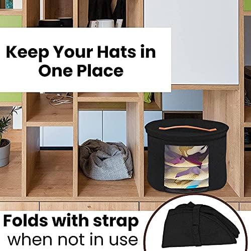 Hat Storage Box for Women and Men Felt Round Foldable Sturdy Large Travel Stuffed Animal Toy Storage