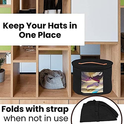 Hat Storage Box for Women and Men Felt Round Foldable Sturdy Large Travel Stuffed Animal Toy Storage