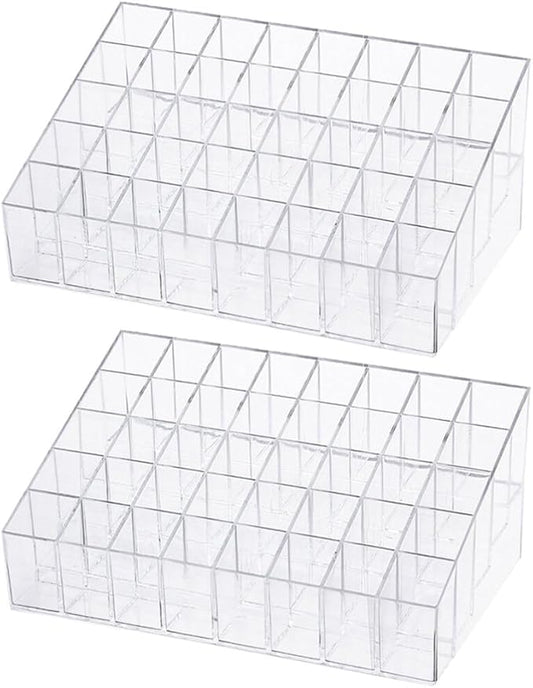 EXCEART Makeup Organizer Stand 2Pcs 40 Grids Lipsticks Holder Clear Acrylic Lipgloss Lipstick Organizer and Storage Display Case for Lip Gloss, Lipstick Tubes Makeup Organizer Shelf