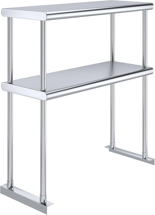 30" x 12" NSF Stainless Steel Double Overshelf | 18-Gauge Heavy-Duty | Includes Brackets