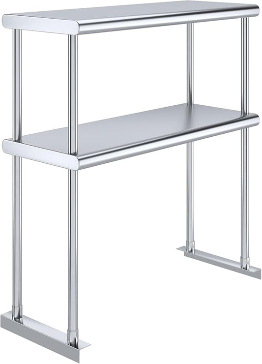 30" x 12" NSF Stainless Steel Double Overshelf | 18-Gauge Heavy-Duty | Includes Brackets