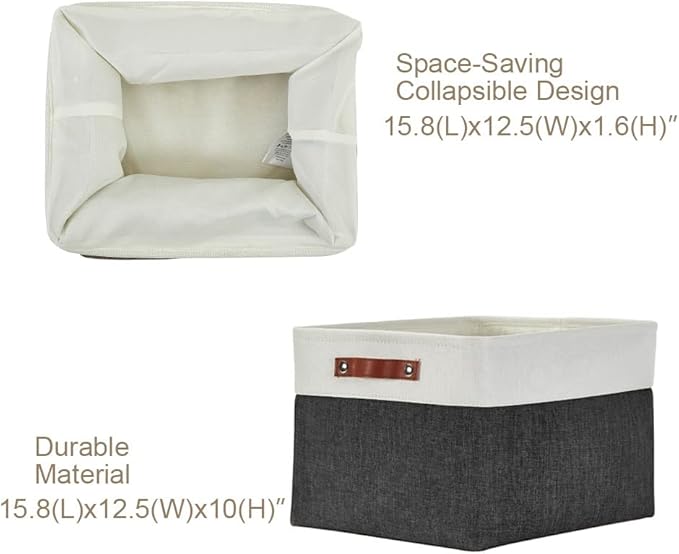 DECOMOMO Storage Bins, Extra Large Fabric Storage Baskets for Shelves, Decorative Linen Closet Organizer, 15.8 x 12.5 x 10 inches (Black & White, 3 Pack)